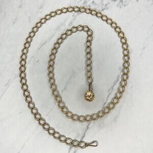 Gold Tone Ball Charm Metal Chain Link Belt Y2K Festival Style ✨